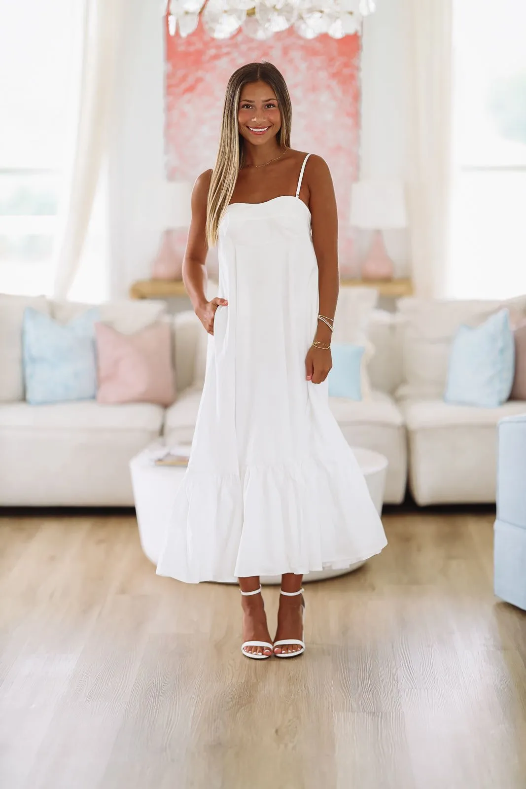 Made for Madrid Midi Dress - White (FINAL SALE)