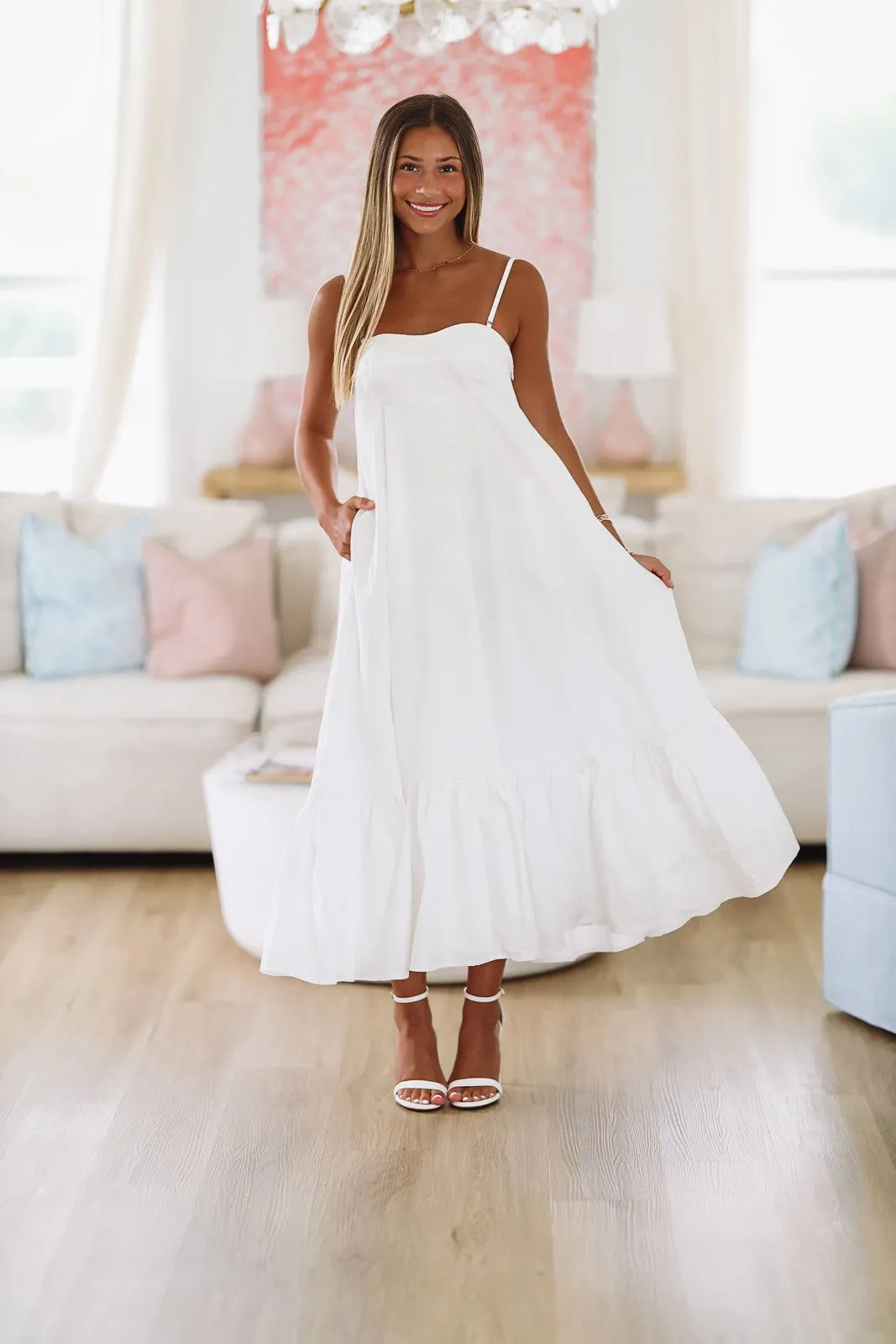 Made for Madrid Midi Dress - White (FINAL SALE)