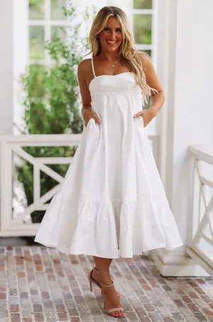 Made for Madrid Midi Dress - White (FINAL SALE)