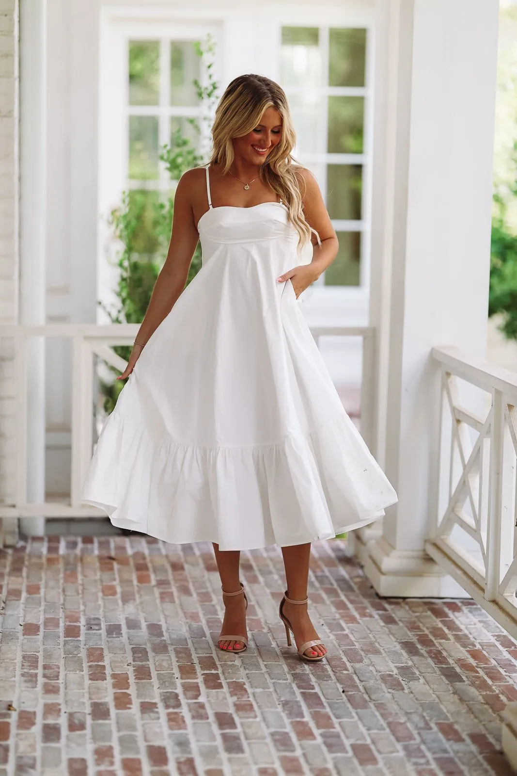 Made for Madrid Midi Dress - White (FINAL SALE)