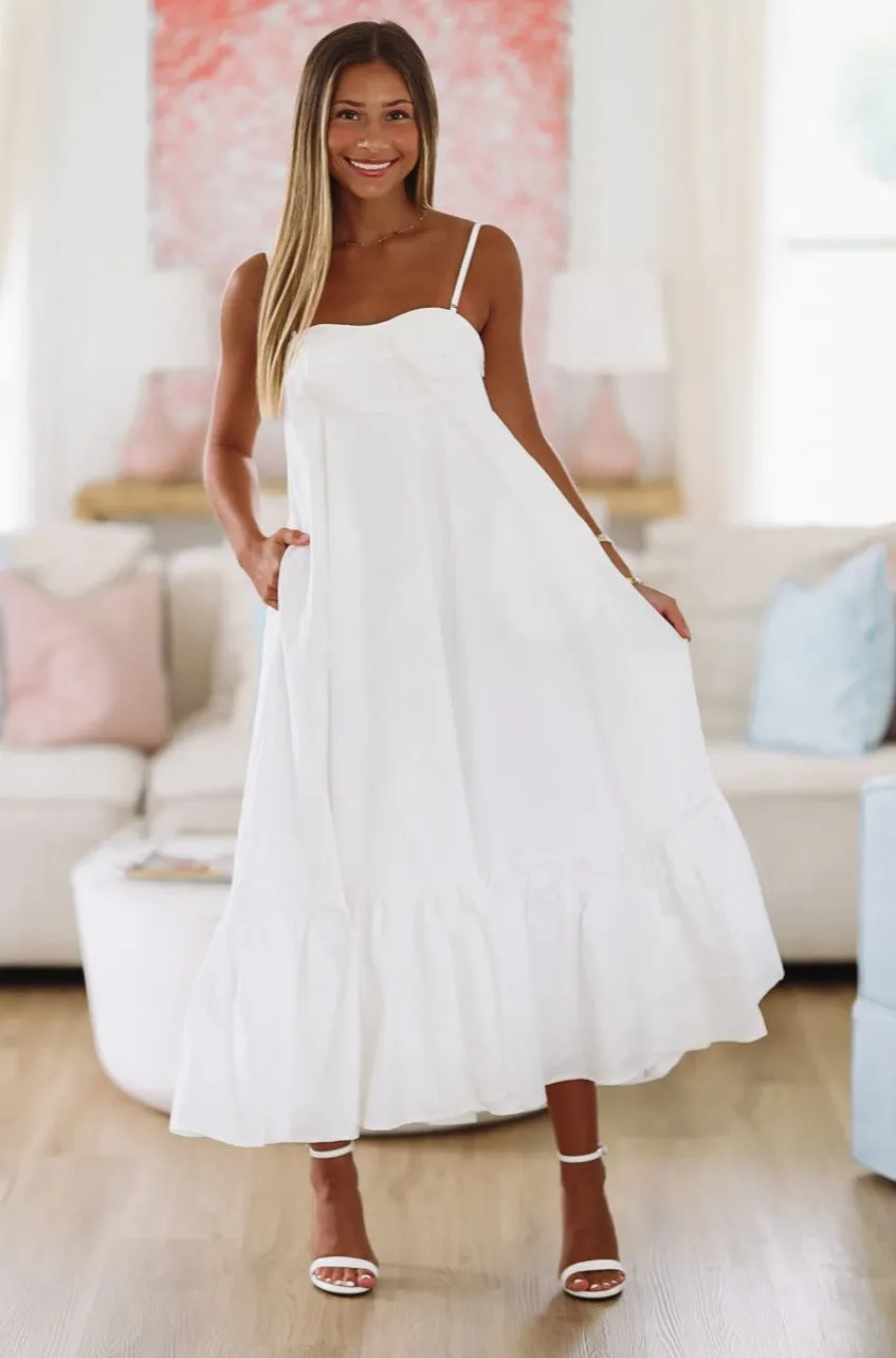 Made for Madrid Midi Dress - White (FINAL SALE)