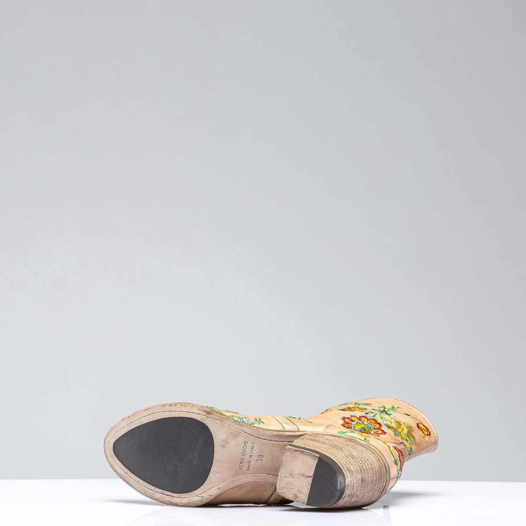 Mallory Embroidered Boot In Off White