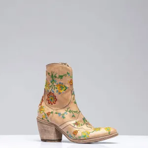Mallory Embroidered Boot In Off White