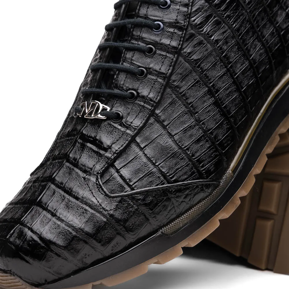 Marco Di Milano Alonzo Black All Over Caiman Crocodile Sneakers