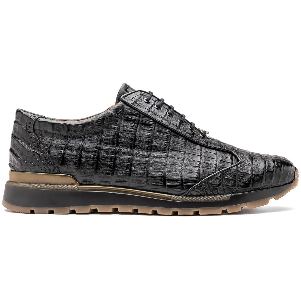 Marco Di Milano Alonzo Black All Over Caiman Crocodile Sneakers