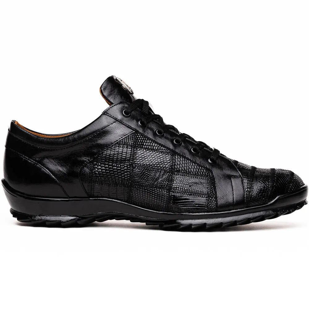 Marco Di Milano Bari Black Lizard Patchwork Leather Sneakers