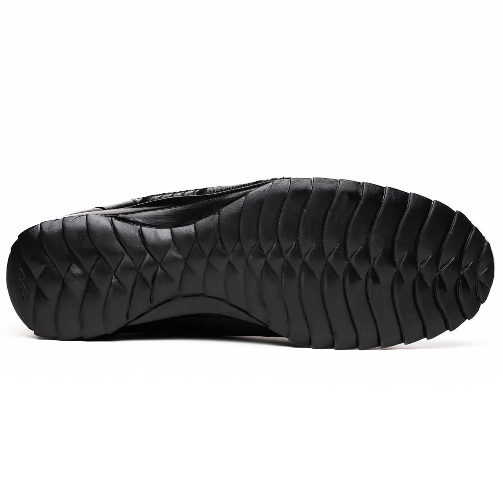 Marco Di Milano Bari Black Lizard Patchwork Leather Sneakers