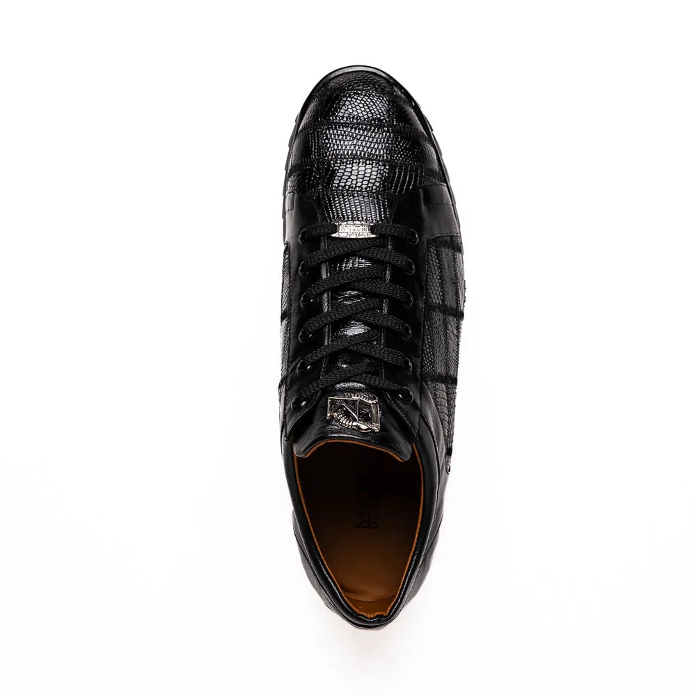 Marco Di Milano Bari Black Lizard Patchwork Leather Sneakers