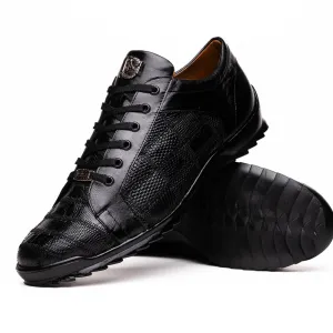Marco Di Milano Bari Black Lizard Patchwork Leather Sneakers