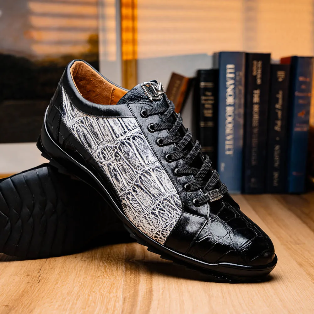 Marco Di Milano Cairo Black/White Alligator Sneakers