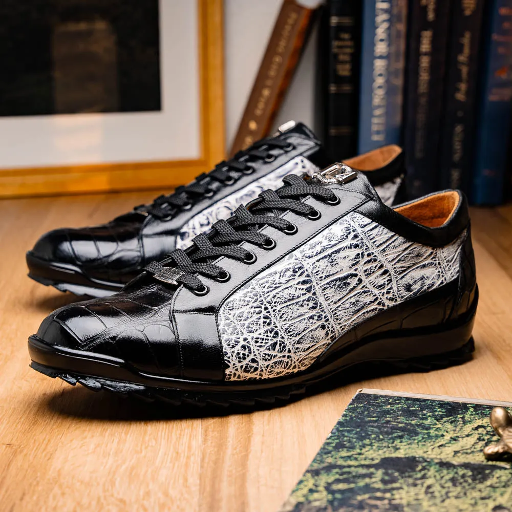 Marco Di Milano Cairo Black/White Alligator Sneakers
