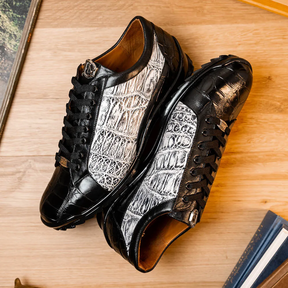 Marco Di Milano Cairo Black/White Alligator Sneakers