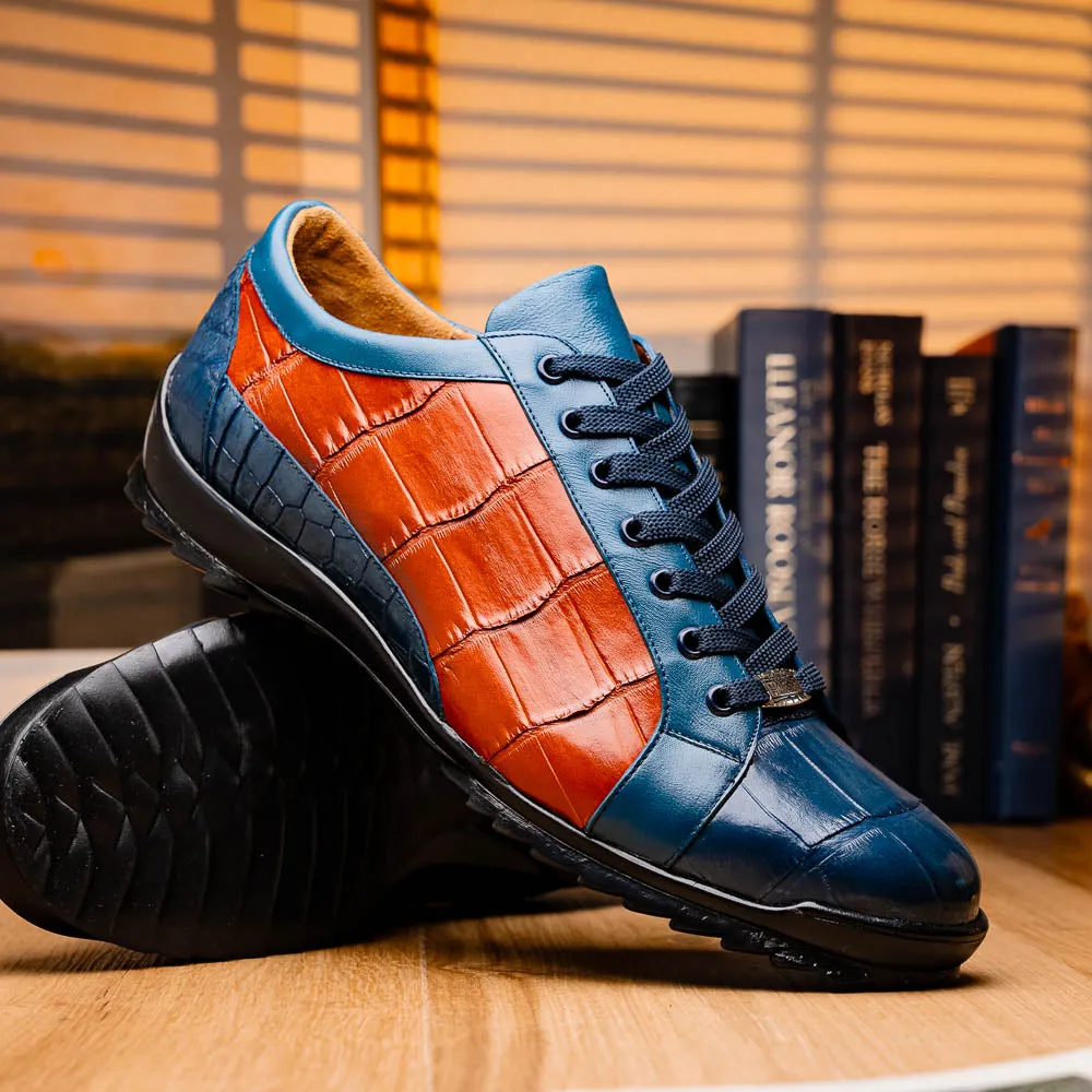 Marco Di Milano Cairo Blue Jeans/Honey Alligator Sneakers