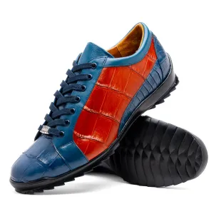Marco Di Milano Cairo Blue Jeans/Honey Alligator Sneakers