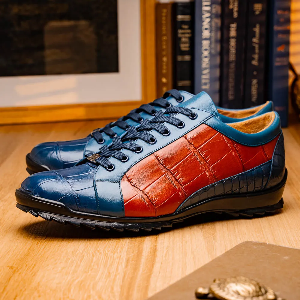 Marco Di Milano Cairo Blue Jeans/Honey Alligator Sneakers