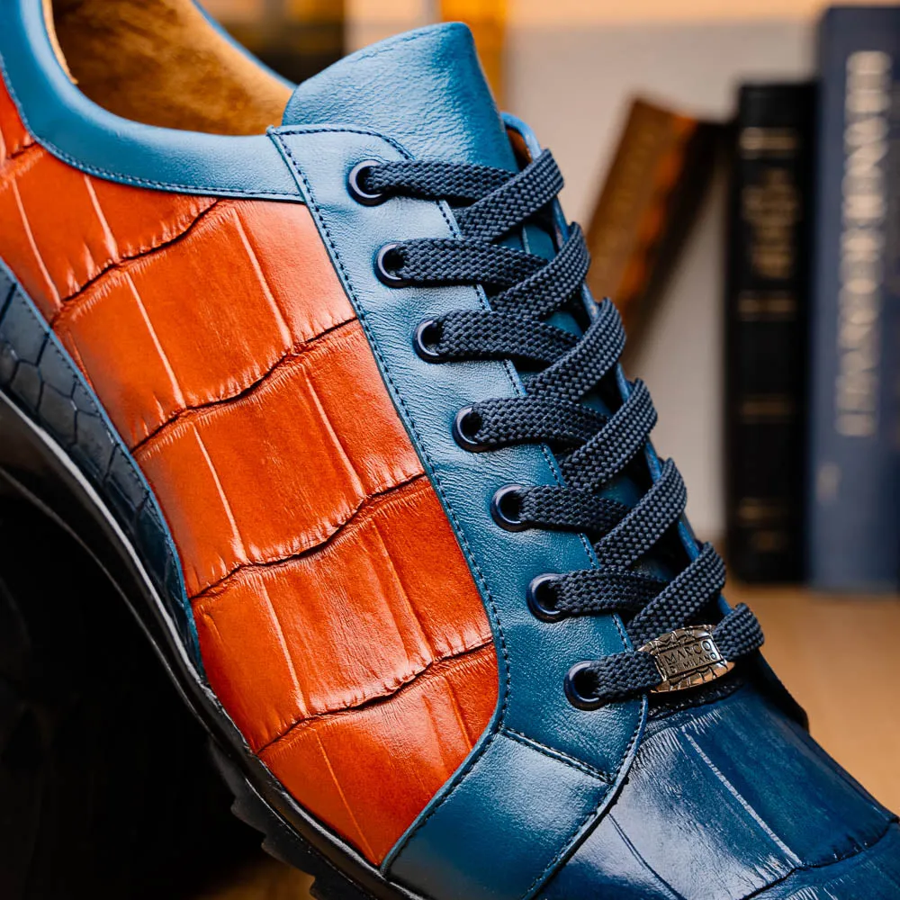 Marco Di Milano Cairo Blue Jeans/Honey Alligator Sneakers