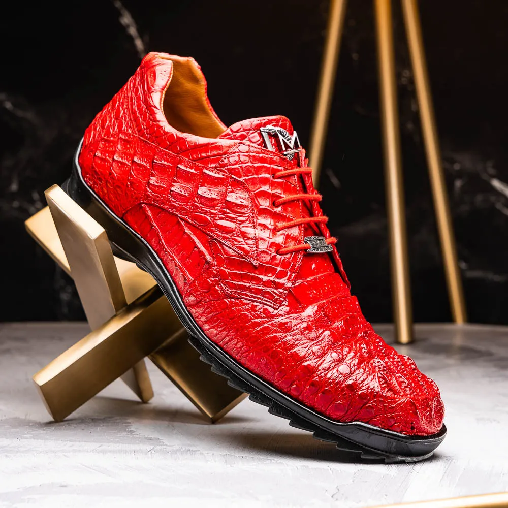 Marco Di Milano Kratos Red Caiman Crocodile Sneakers