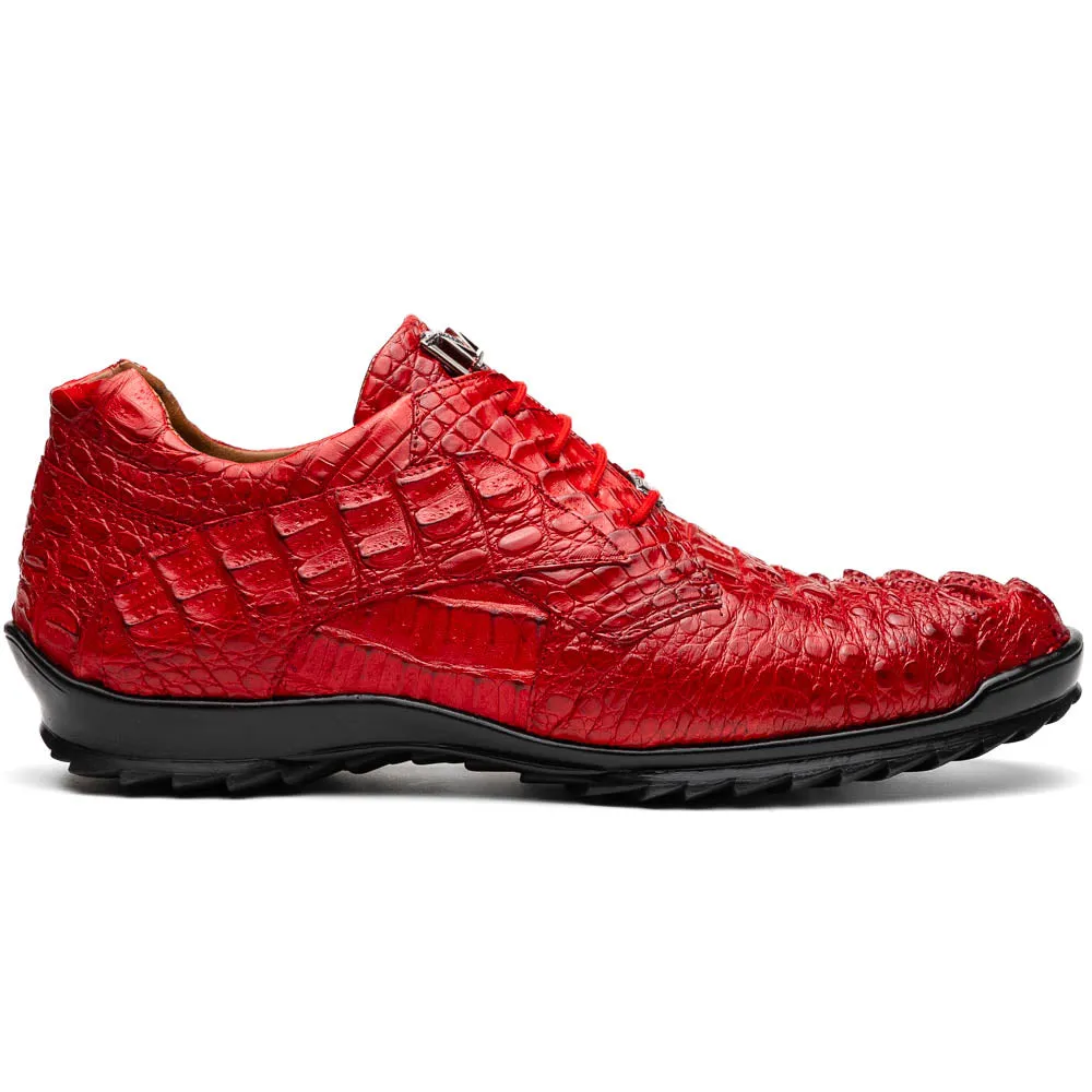Marco Di Milano Kratos Red Caiman Crocodile Sneakers
