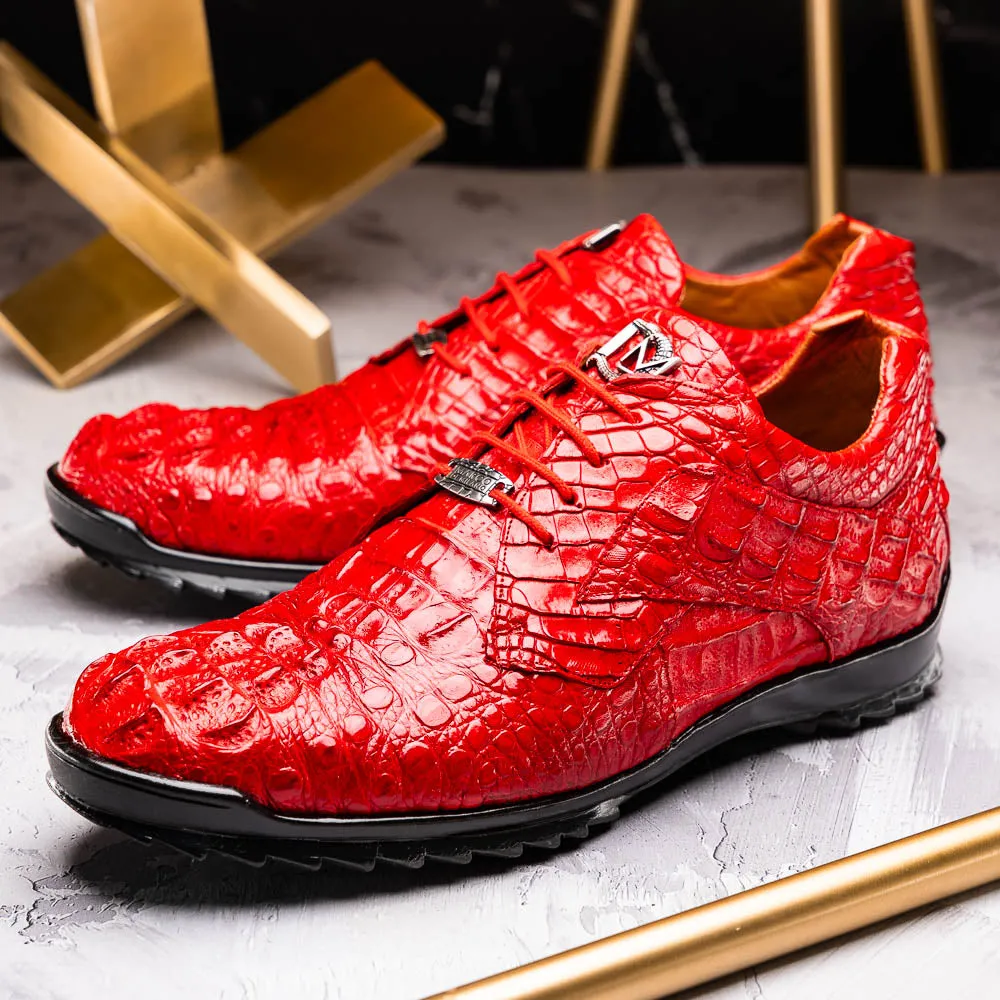 Marco Di Milano Kratos Red Caiman Crocodile Sneakers
