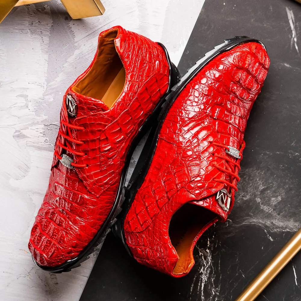 Marco Di Milano Kratos Red Caiman Crocodile Sneakers