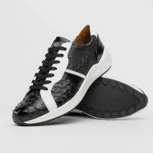 Marco Di Milano Lyon II Black / White Ostrich Quill & Calfskin Sneakers