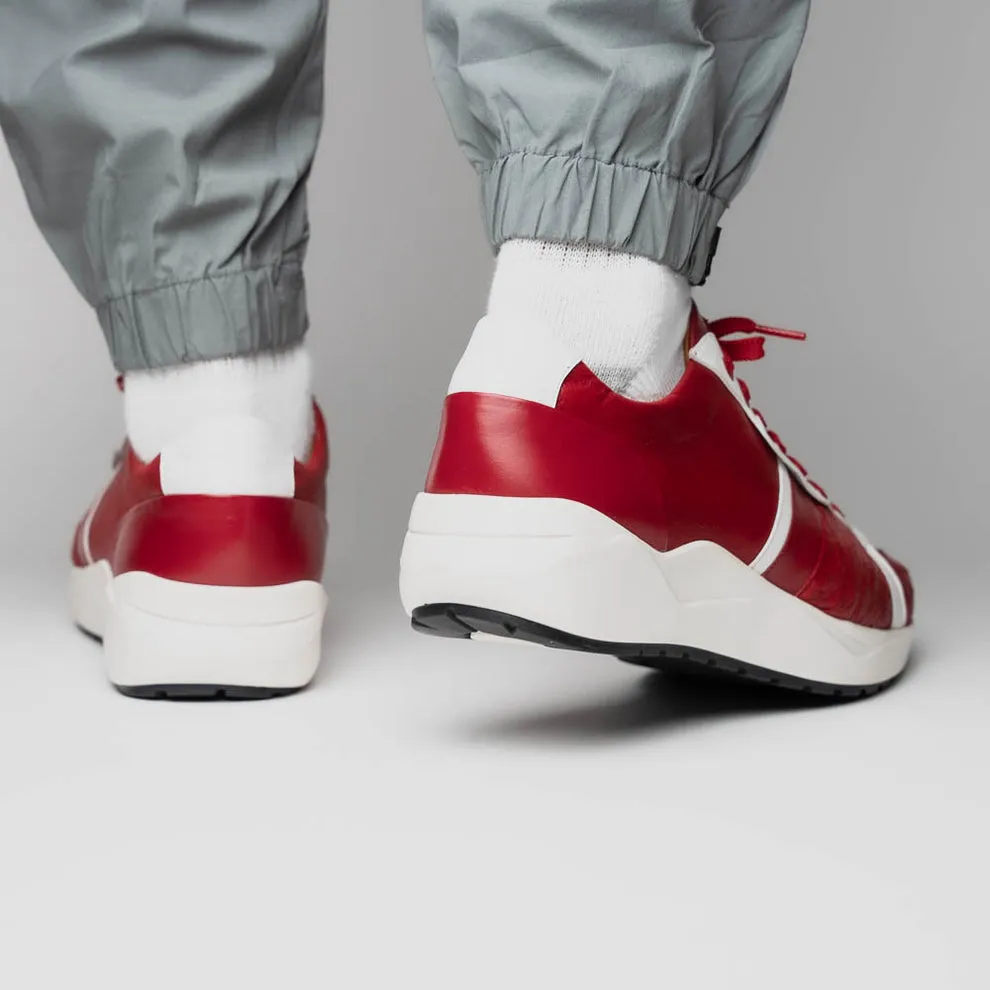 Marco Di Milano Lyon II Red / White Ostrich Quill & Calfskin Sneakers