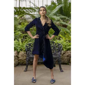 Margarita Blue Velvet Jacket Dress