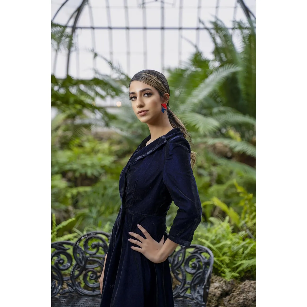 Margarita Blue Velvet Jacket Dress