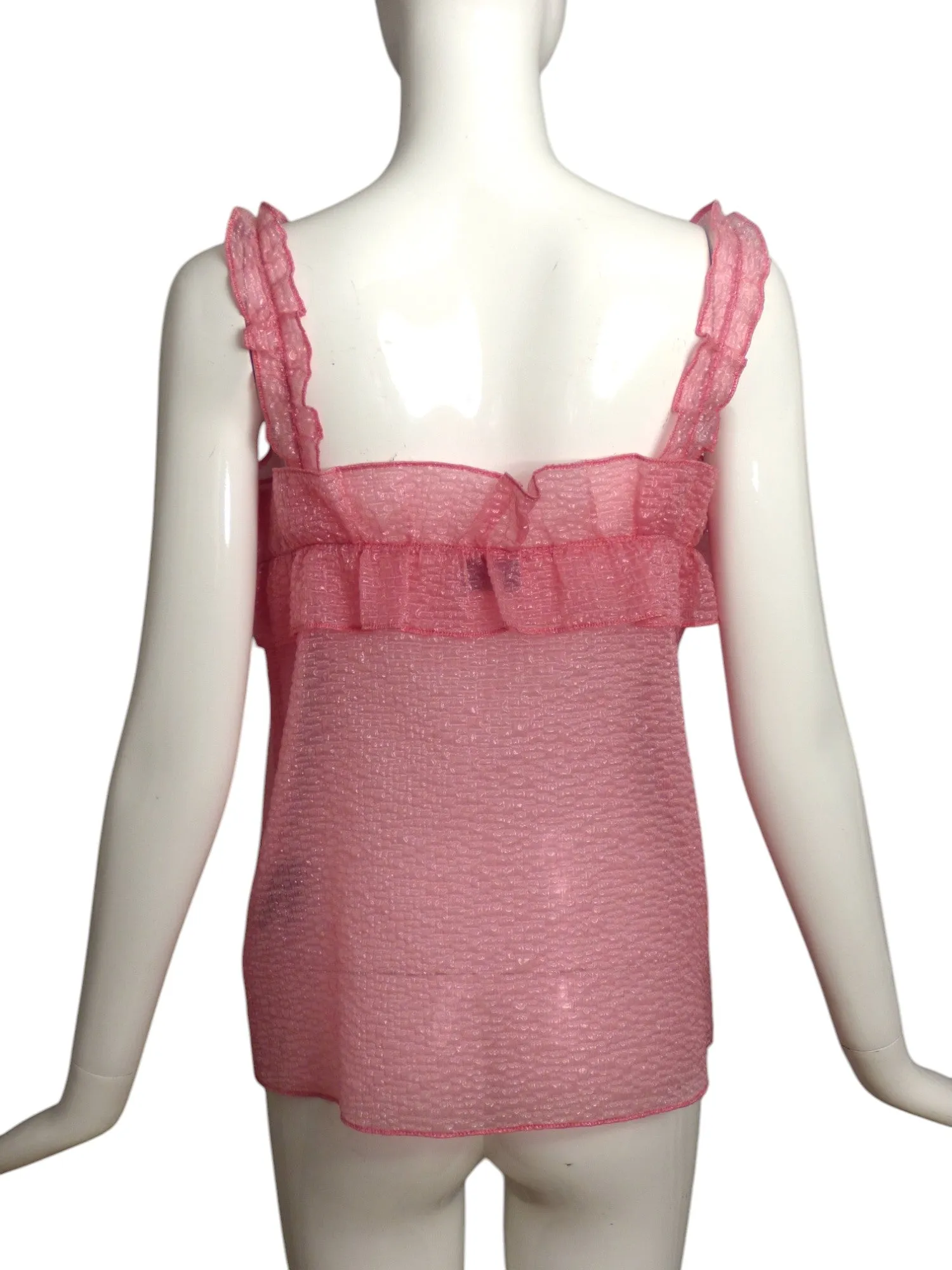 MARYAM NASSIR ZADEH-NWT Pink Organza Ruffle Blouse, Size 8