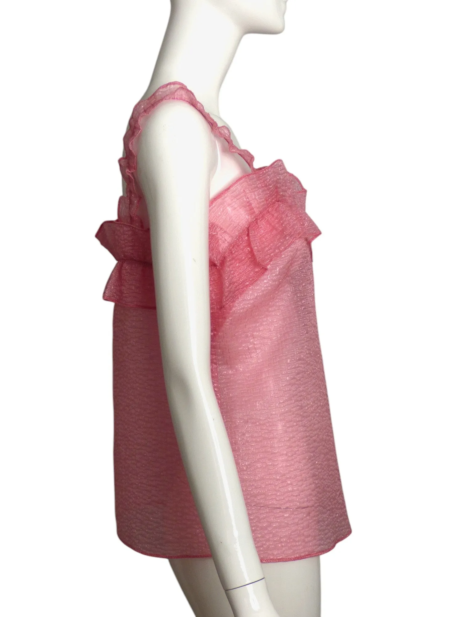 MARYAM NASSIR ZADEH-NWT Pink Organza Ruffle Blouse, Size 8