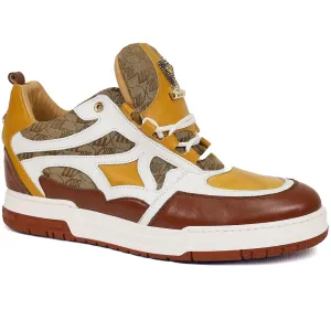 Mauri Abstract 8435 Gold/Toffee/White/Beige Nappa/Baby Crocodile/Double M Fabric Sneakers