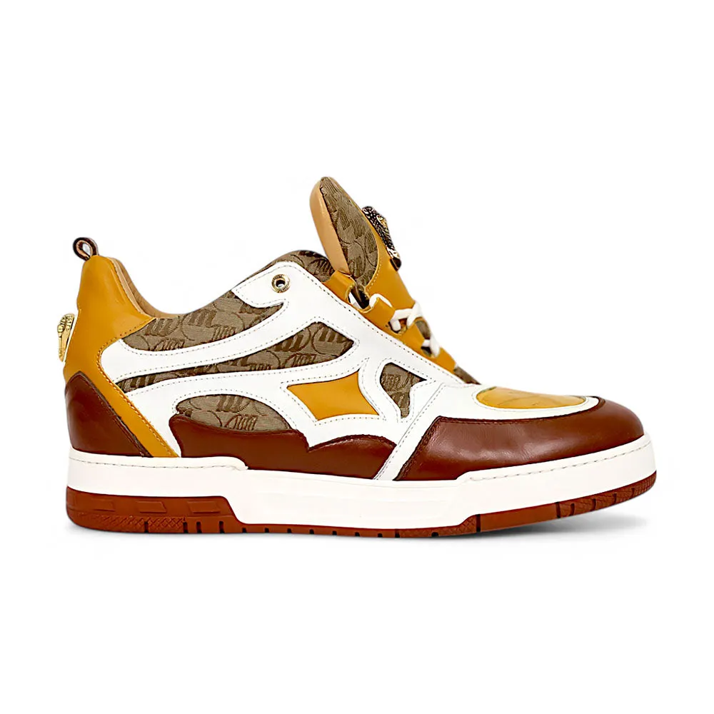 Mauri Abstract 8435 Gold/Toffee/White/Beige Nappa/Baby Crocodile/Double M Fabric Sneakers