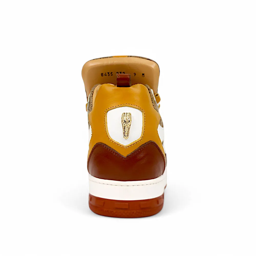 Mauri Abstract 8435 Gold/Toffee/White/Beige Nappa/Baby Crocodile/Double M Fabric Sneakers