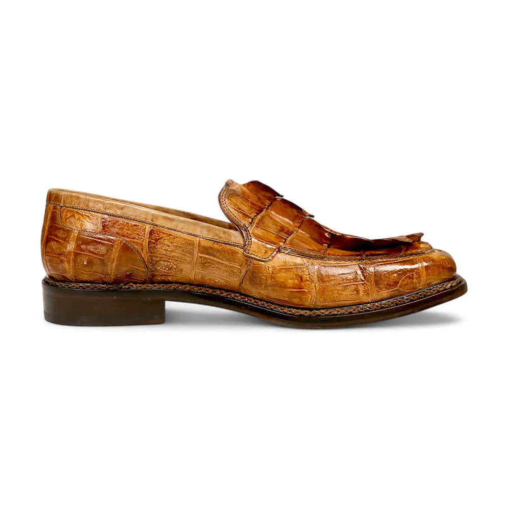 Mauri Orefici 4770/1 Cognac Baby Crocodile/Hornback/Calfskin Loafers