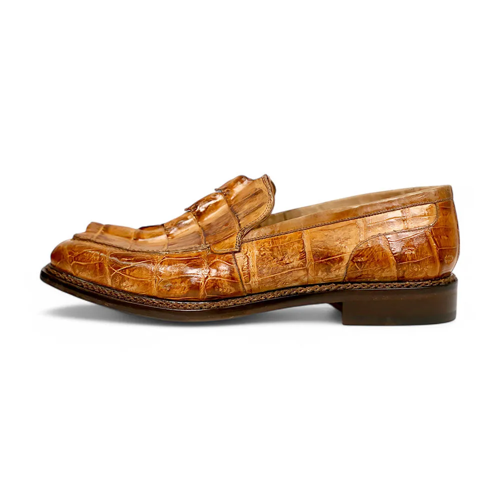 Mauri Orefici 4770/1 Cognac Baby Crocodile/Hornback/Calfskin Loafers