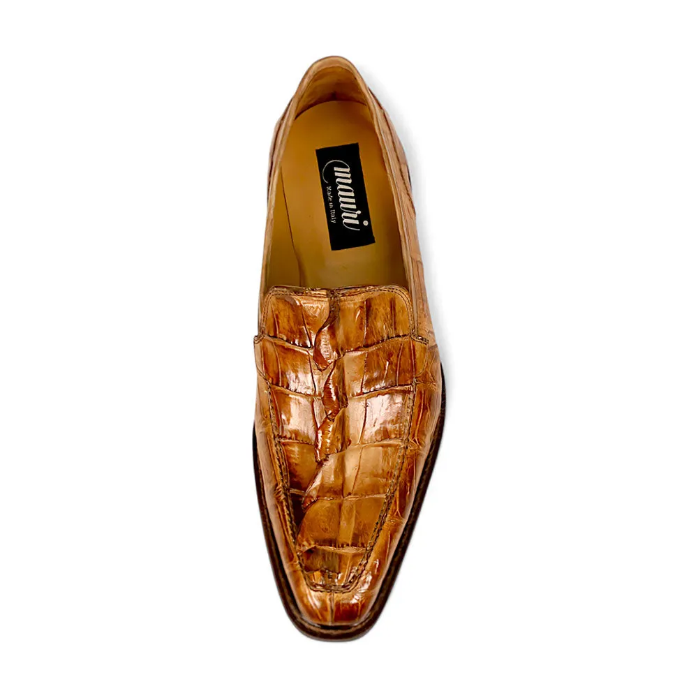 Mauri Orefici 4770/1 Cognac Baby Crocodile/Hornback/Calfskin Loafers