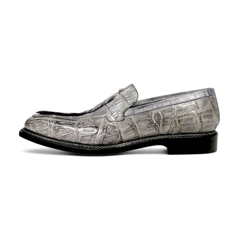 Mauri Orefici 4770/1 Gray Baby Crocodile/Hornback/Calfskin Loafers