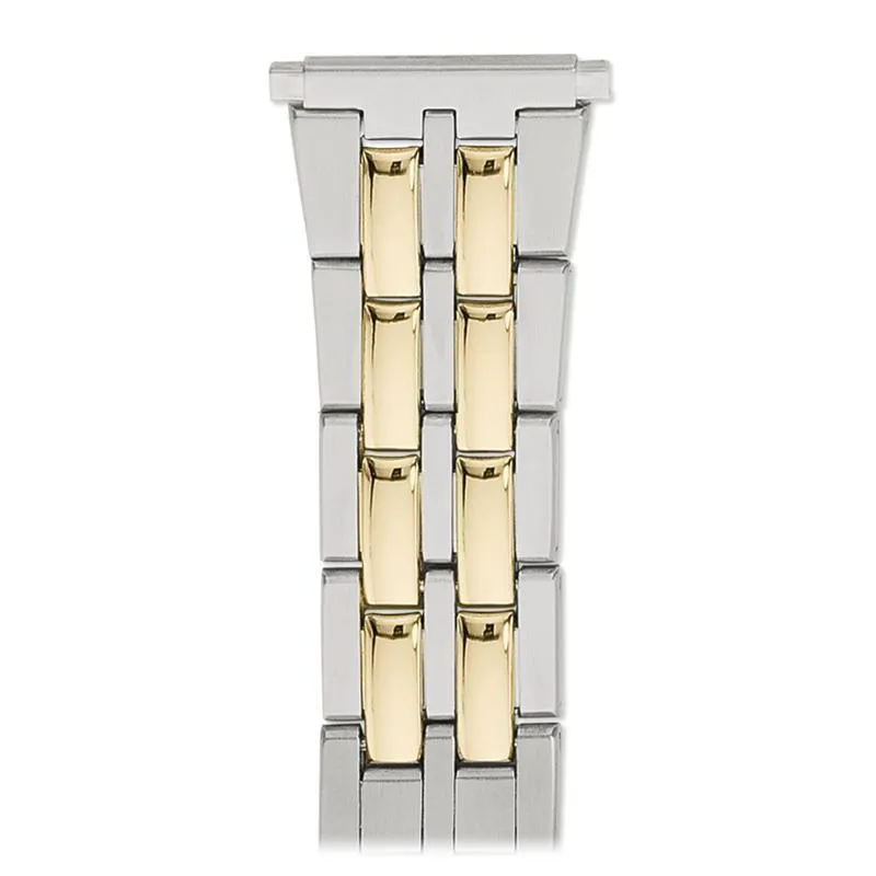 Men's 18-22MM Wrapped Link Straight Adjustable End with Removable Links for Sizing in Silver, Gold and Dual Tone