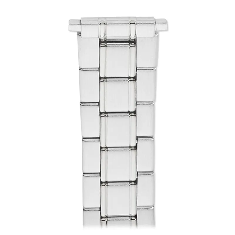 Men's 24-28MM Wrapped Link Straight Adjustable End with Removable Links for Sizing in Silver