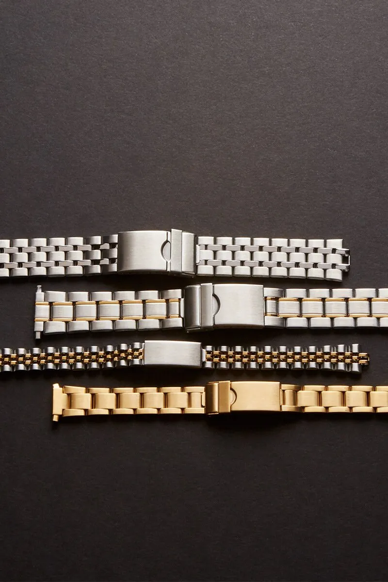 Men's 24-28MM Wrapped Link Straight Adjustable End with Removable Links for Sizing in Silver