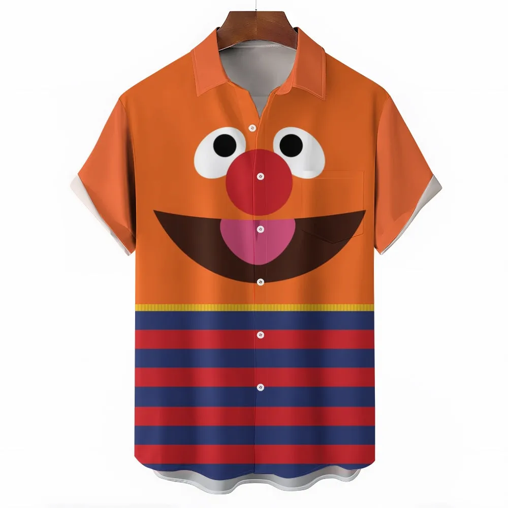 Men's Cartoon Print Casual Short Sleeve Shirt 2405001044