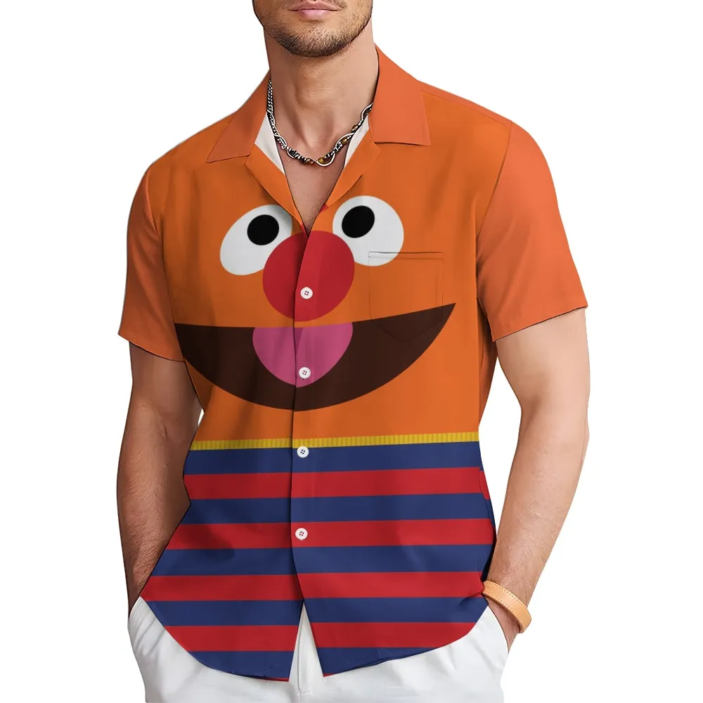 Men's Cartoon Print Casual Short Sleeve Shirt 2405001044