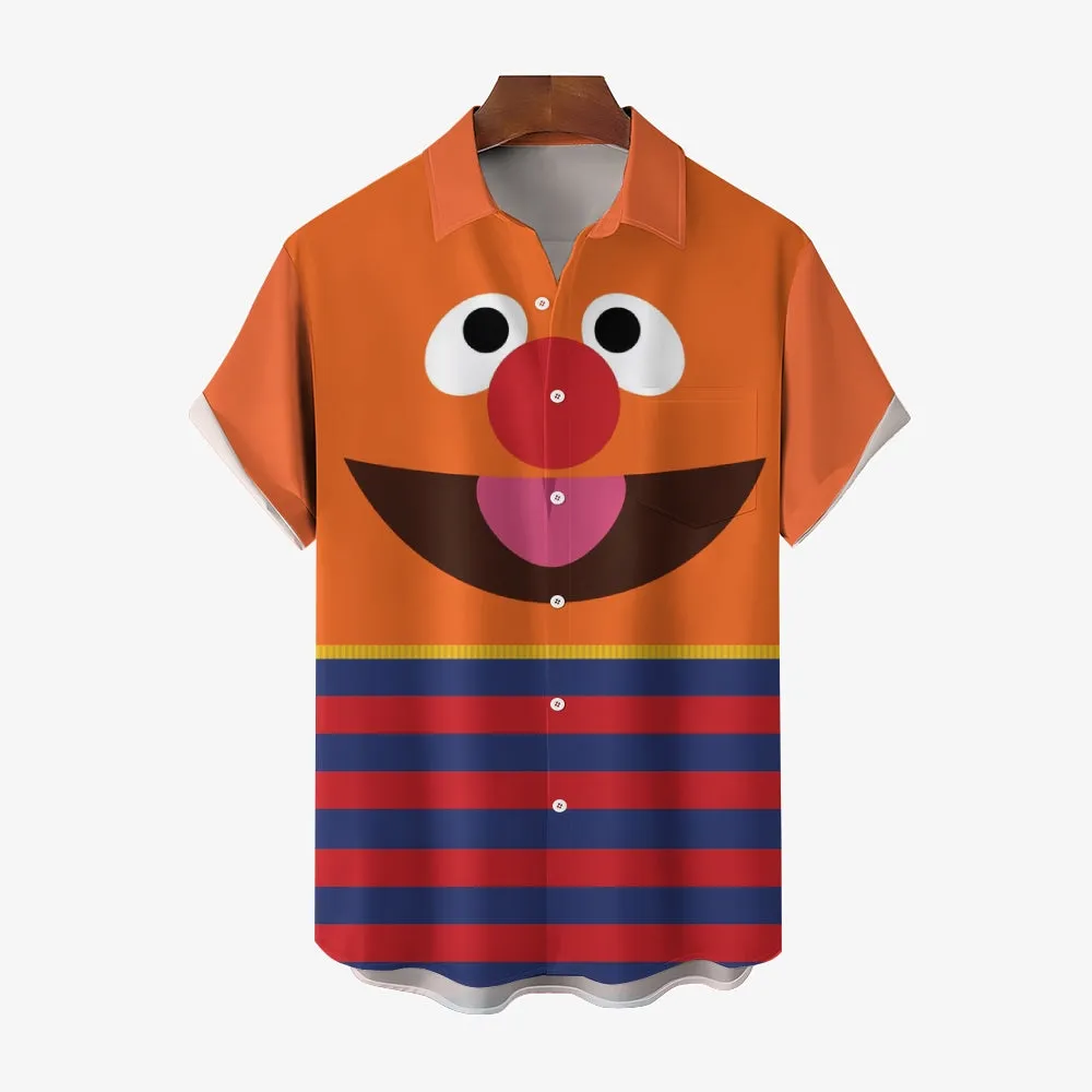 Men's Cartoon Print Casual Short Sleeve Shirt 2405001044