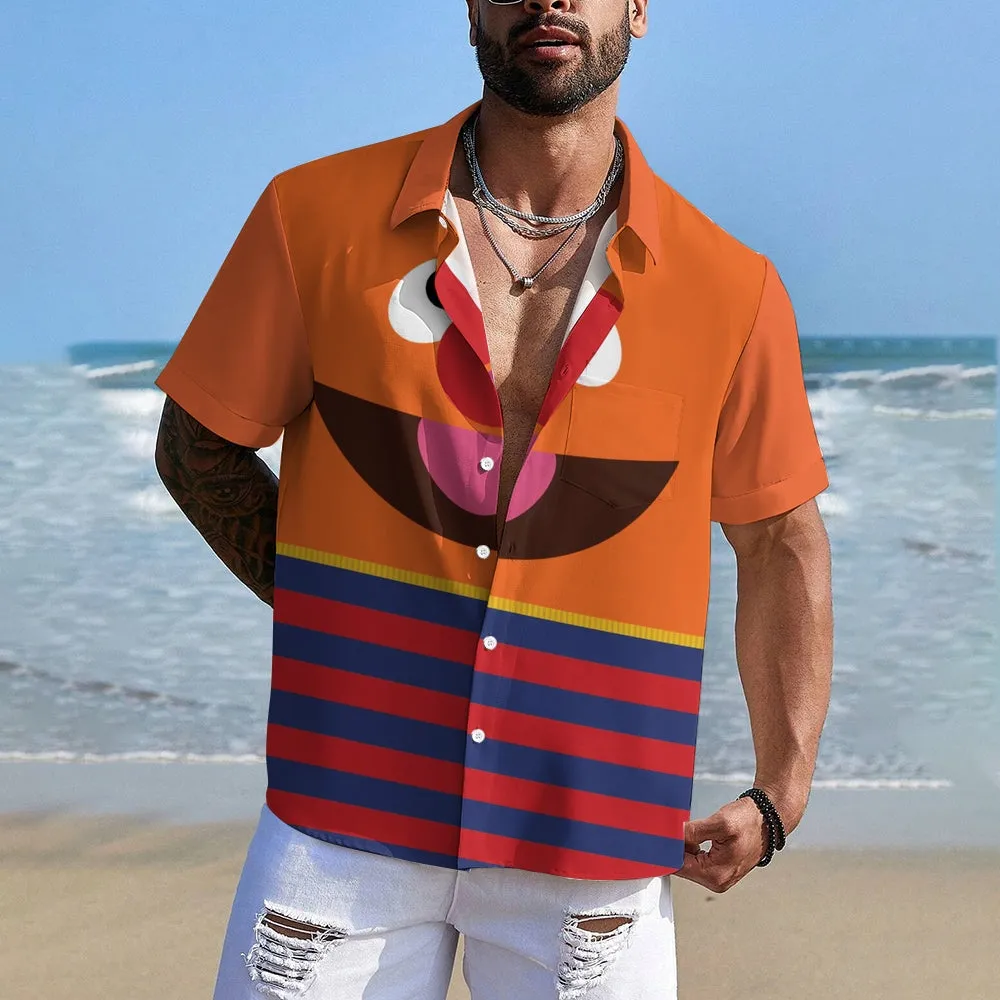 Men's Cartoon Print Casual Short Sleeve Shirt 2405001044