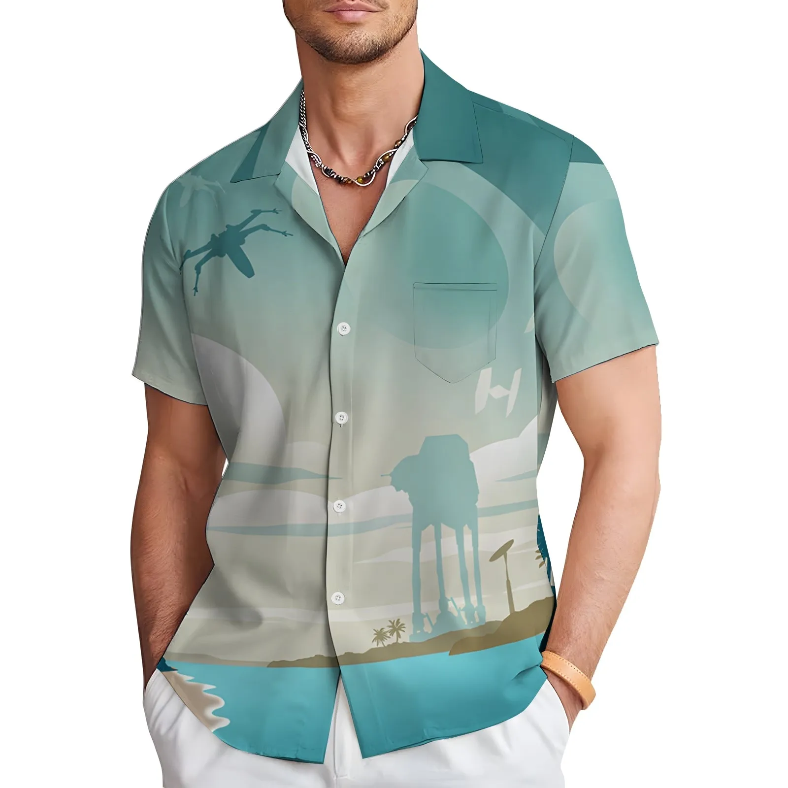 Men's Hawaiian Casual Short Sleeve Shirt 2404001855