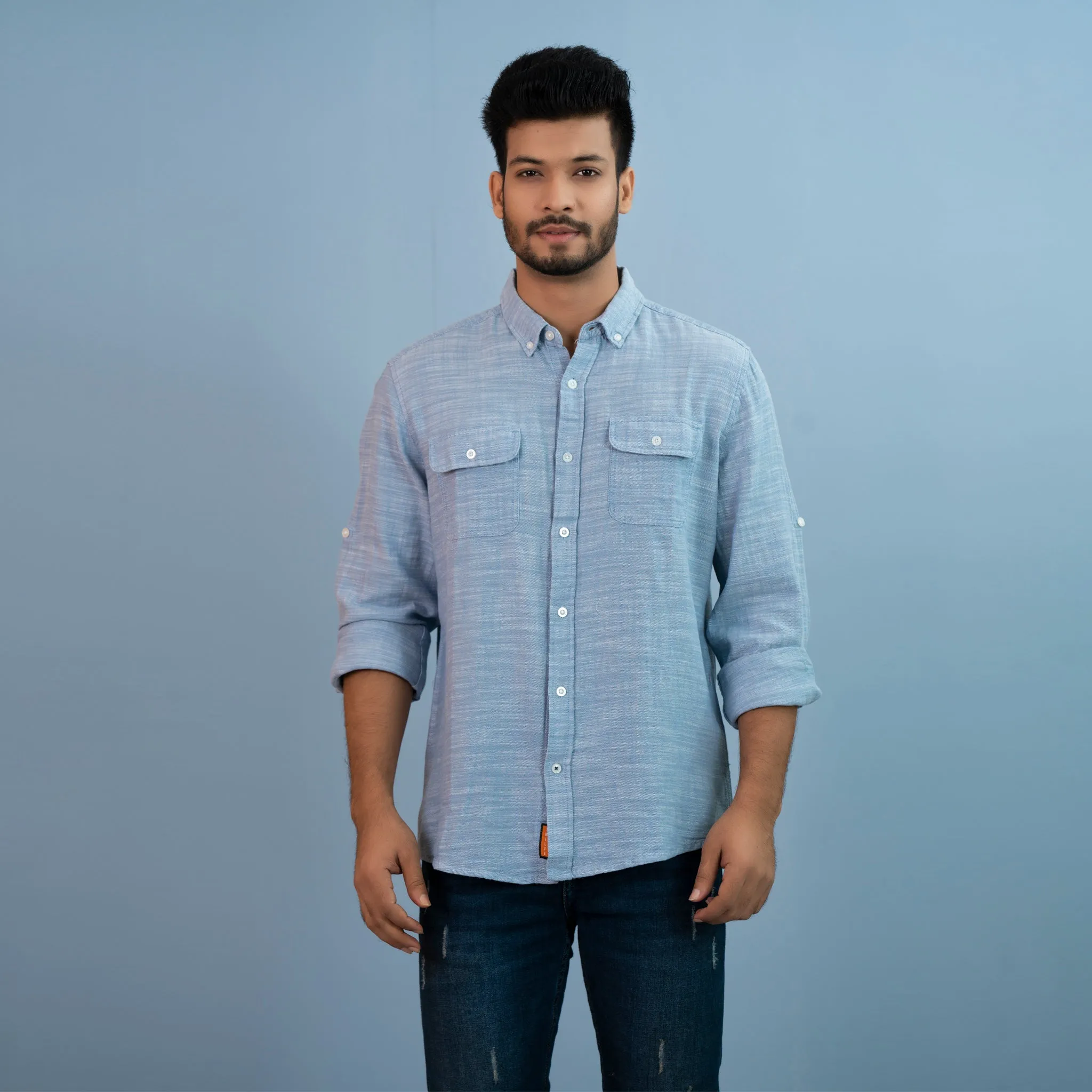 Men's Light-Blue Casual Shirt