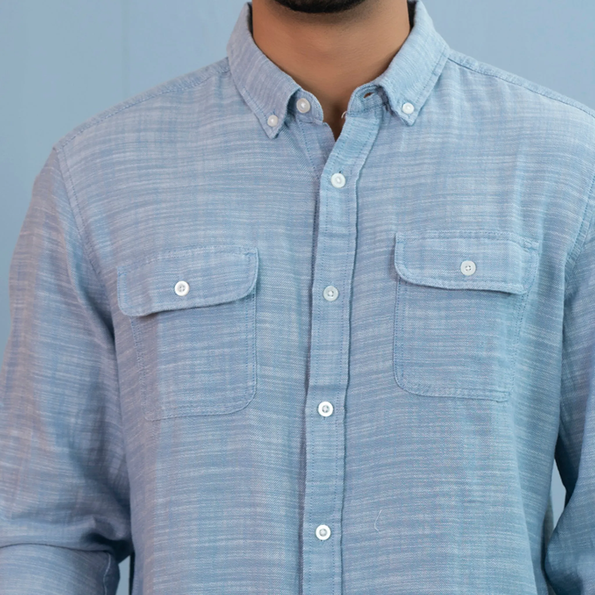 Men's Light-Blue Casual Shirt