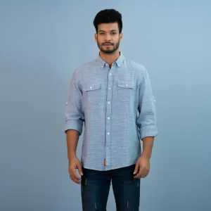 Men's Light-Blue Casual Shirt