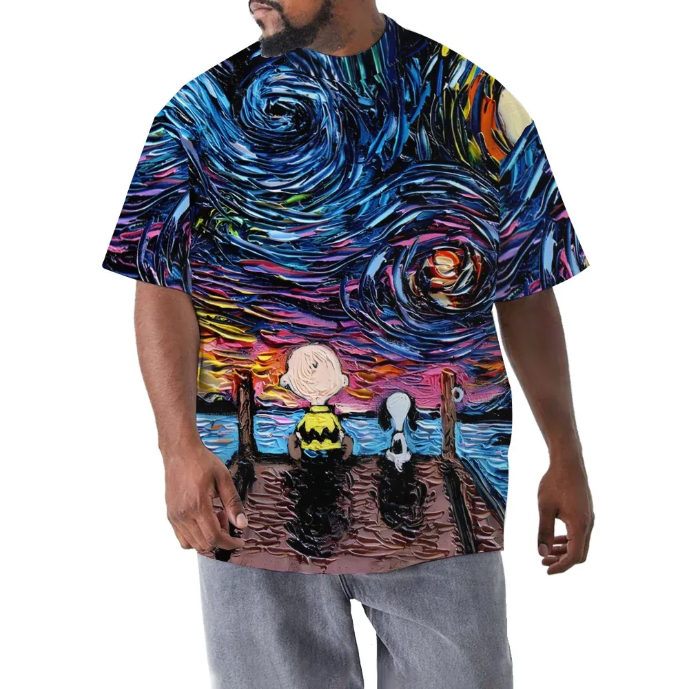 Men'S Round Neck Cartoon Casual T-Shirt 2403000158