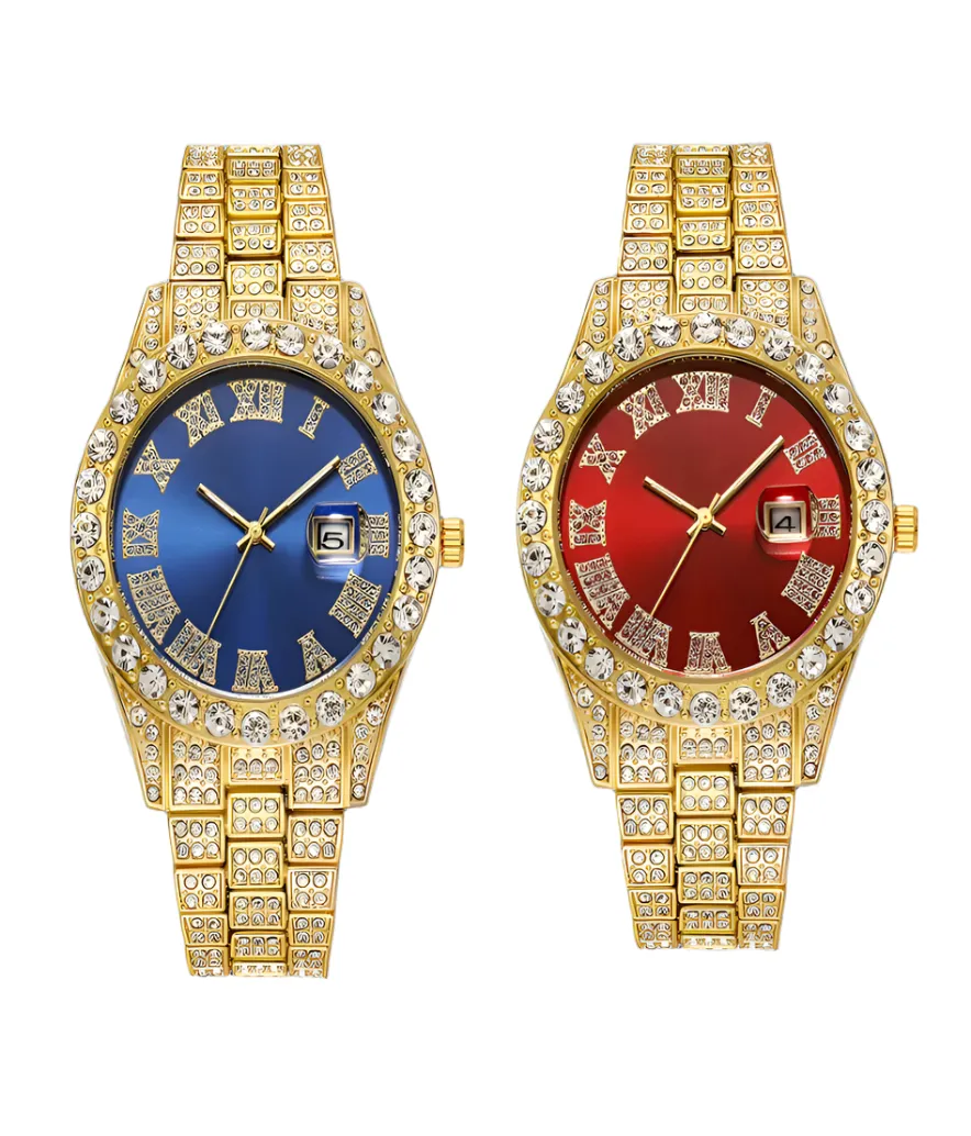 Men's Watch Luxury Brands Designer Fashion 14K Gold Plated Quartz Watch for Men